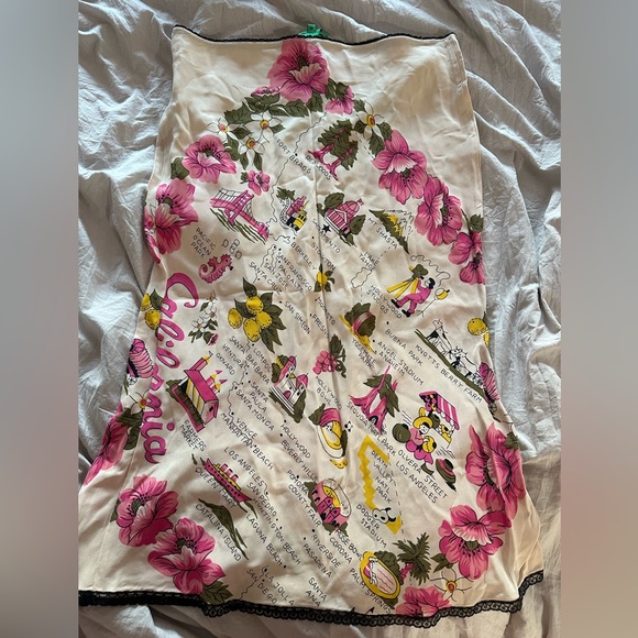 Tibi Pink and Cream California Map Printed Silk Midi Skirt - Picture 3 of 3